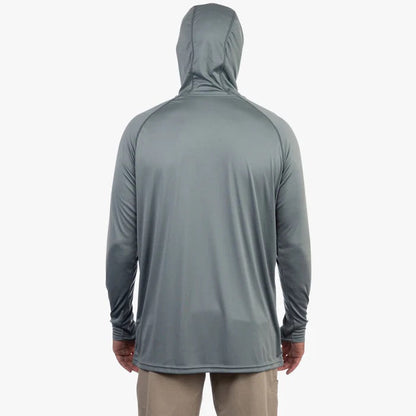 aftco-jason-christie-hooded-long-sleeve-performance-shirt-steel-back-model