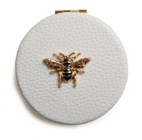 Alice Wheeler Round Compact Mirror - White