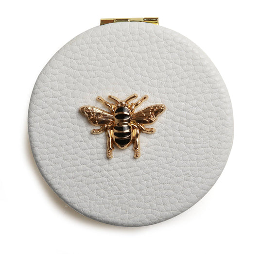 Alice Wheeler Round Compact Mirror - White