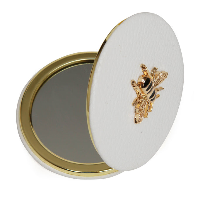 Alice Wheeler Round Compact Mirror - White