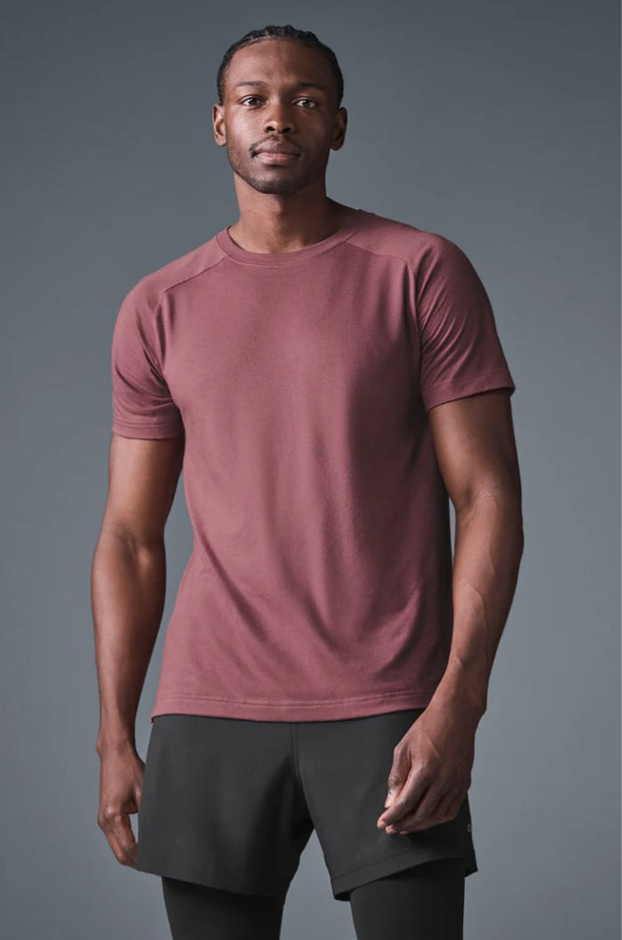Alo - Men's Triumph Raglan Tee- Burgundy Truffle