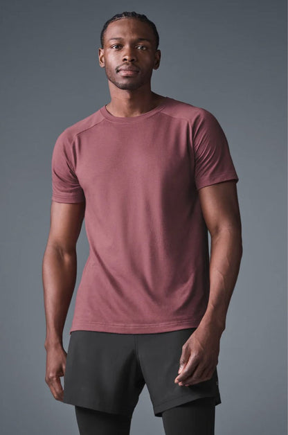 Alo - Men's Triumph Raglan Tee- Burgundy Truffle