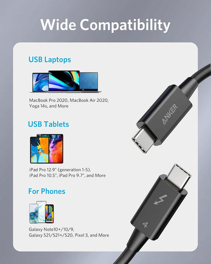 Anker Fast Charger Cable, USB-C to USB-C Cable, 1.2Mm, 240Watts, Black