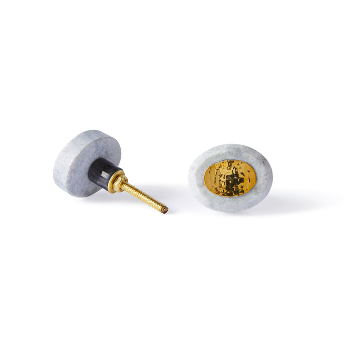 Ara Grey Press Oval Knob 3.8cm