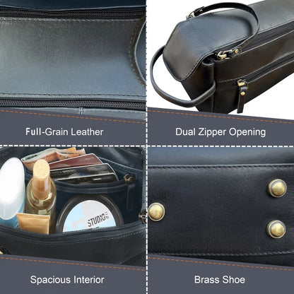 Arden Leather Toiletry Bag for Men (Black)