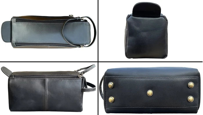 Arden Leather Toiletry Bag for Men (Black)