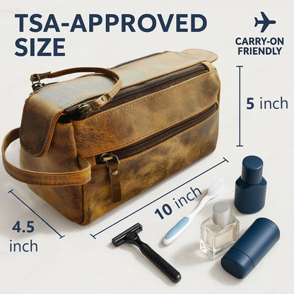 Arden Leather Travel Toiletry Bag (Antique Brown)