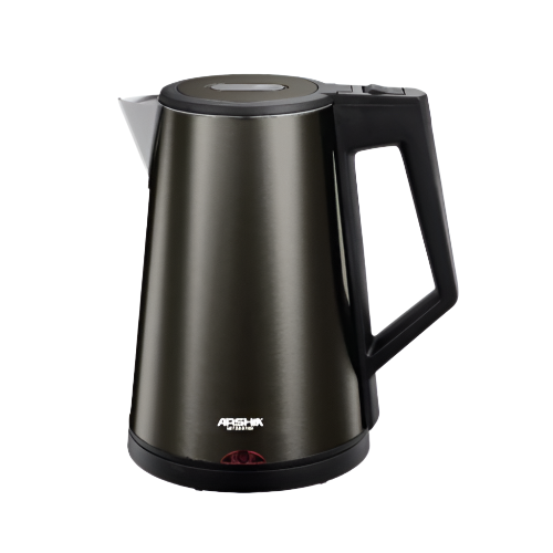 Black electric kettle on a white background