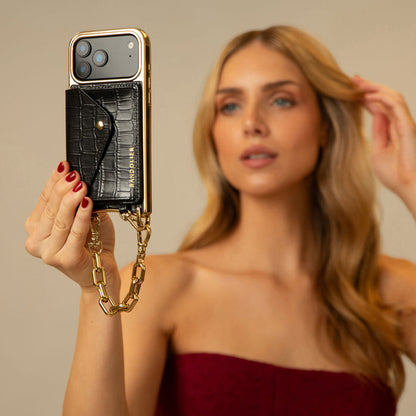 Astrid Wristlet - Black/Gold