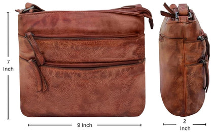 Aurora Leather Crossbody Bag for Women, Brown