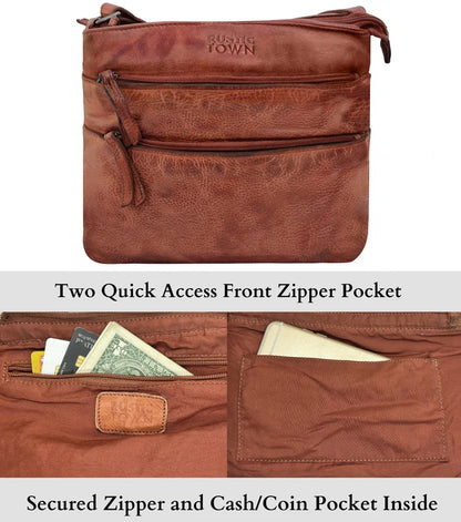 Aurora Leather Crossbody Bag for Women, Brown