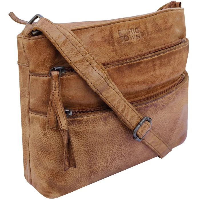 Aurora Leather Crossbody Bag for Women, Cognac