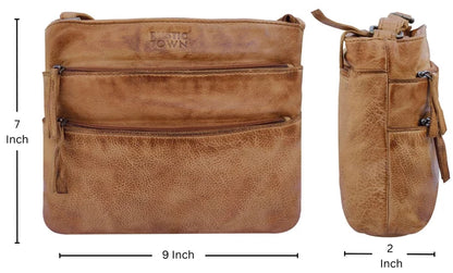 Aurora Leather Crossbody Bag for Women, Cognac