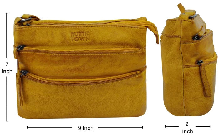 Aurora Leather Crossbody Bag for Women, Yellow