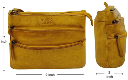 Aurora Leather Crossbody Bag for Women, Yellow