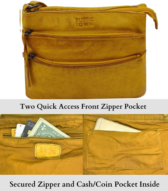 Aurora Leather Crossbody Bag for Women, Yellow