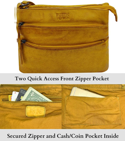 Aurora Leather Crossbody Bag for Women, Yellow
