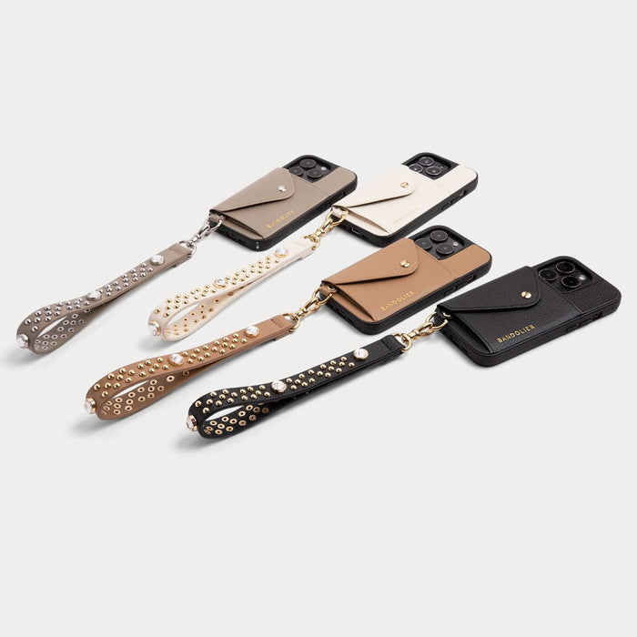 Ava Pebble Leather Wristlet - Greige/Silver Accessories Bandolier