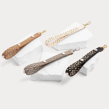 Ava Pebble Leather Wristlet - Greige/Silver Accessories Bandolier