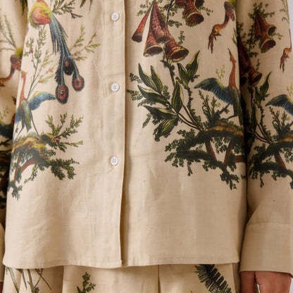 Aviary Bloom Shirt Men - Printed Giza Cotton Shirt - Naymish Designs