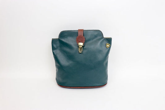 Bagitali Venecia Leather Clip Crossbody Bag - Dark Turquoise