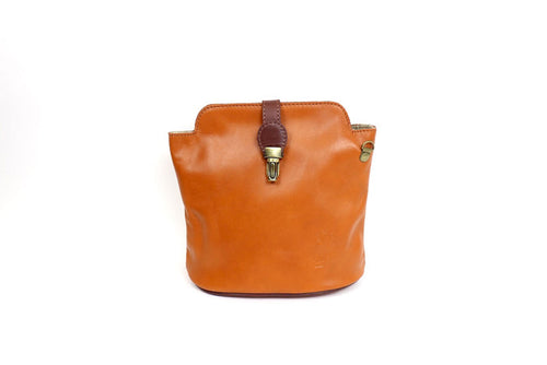Bagitali Venecia Leather Clip Crossbody Bag - Tan