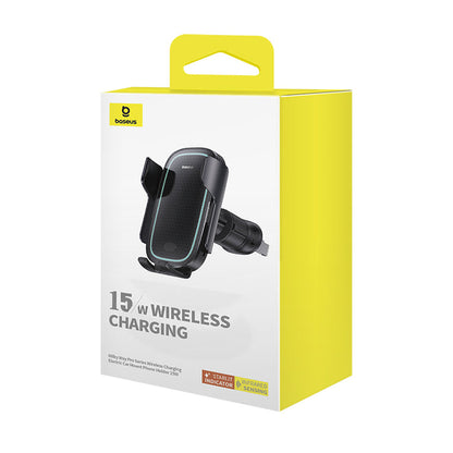 Baseus Milky Way Pro Series 15W Wireless Charging Electric Car Mount Phone Holder — Black
