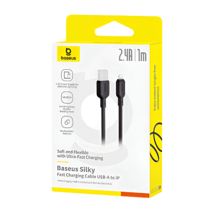 Baseus Silky Series USB-A to Lightning Fast Charging Cable, 1m, 2.4A, Black