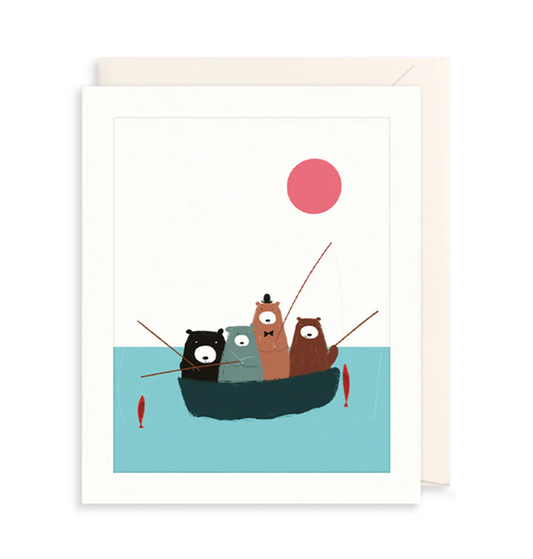 Bears In Boat Greetings Card