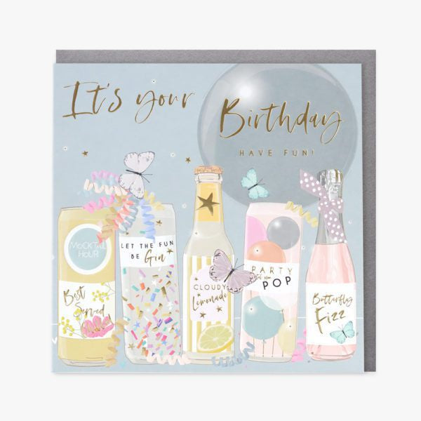 Belly Button Birthday Drinks Greetings Card