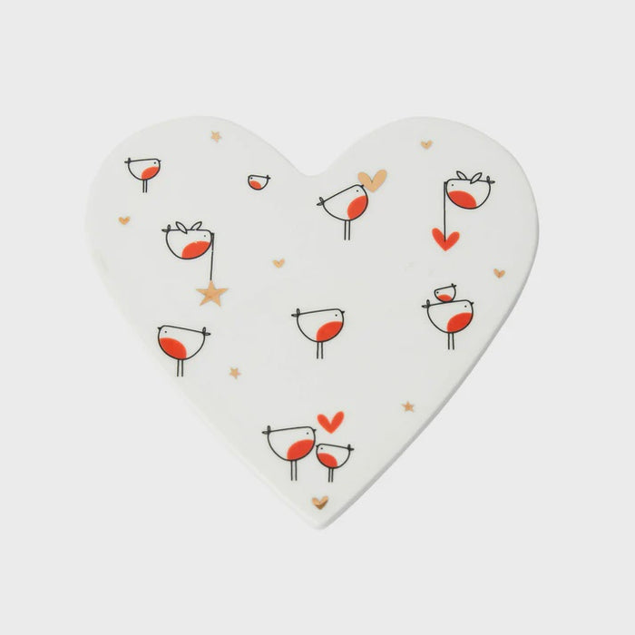 Belly Button Robins Heart Coaster