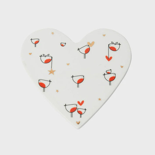 Belly Button Robins Heart Coaster