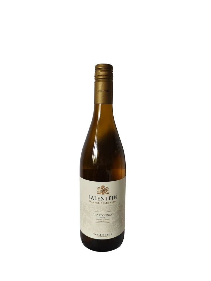 Wine bottle with Salentein label on a white background