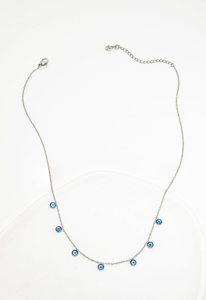 Blue Zircon Guiding Light Necklace in Silver. Give Hope To Women!