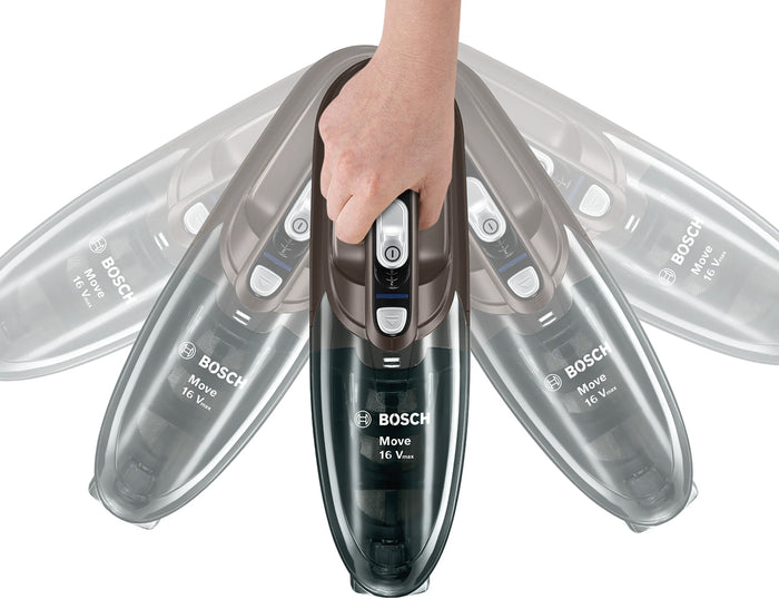 Bosch vacuum cleaner with clear dust bags on a white background