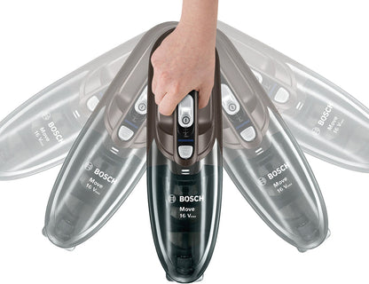 Bosch vacuum cleaner with clear dust bags on a white background