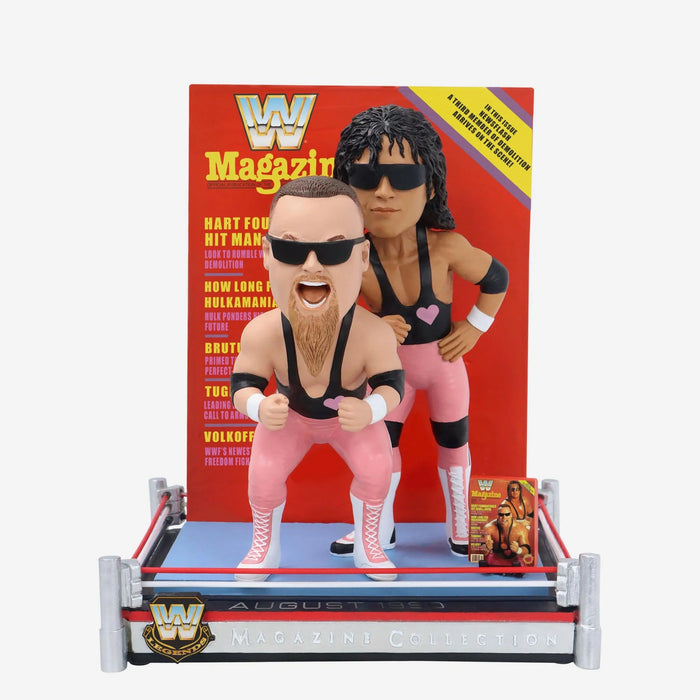 Bret Hit Man Hart & Jim The Anvil Neidhart Hart Foundation WWE Magazine Cover Bobblehead WWE