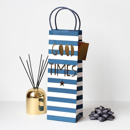 Bubble Gift Bag - Bottle Bag - Blue Stripe