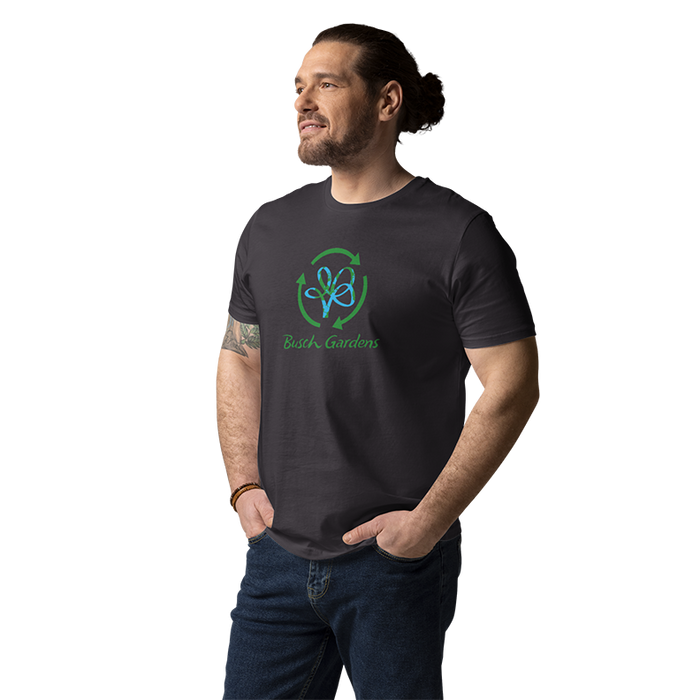 person wearing Busch Gardens Eco Adult Charcoal Tee