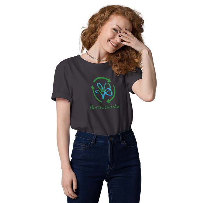 person wearing Busch Gardens Eco Adult Charcoal Tee
