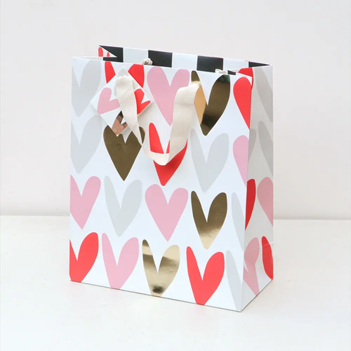 Caroline Gardner Large Gift Bag - Red & Pink Hearts