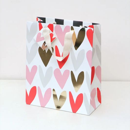 Caroline Gardner Large Gift Bag - Red & Pink Hearts