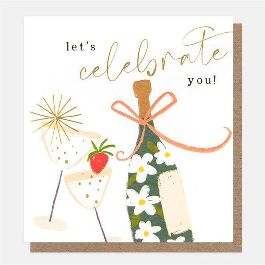 Caroline Gardner Let's Celebrate You Bottle & Glasses Greetings Card