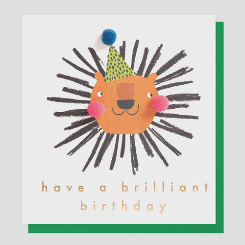 Caroline Gardner Lion In Party Hat Birthday Greetings Card