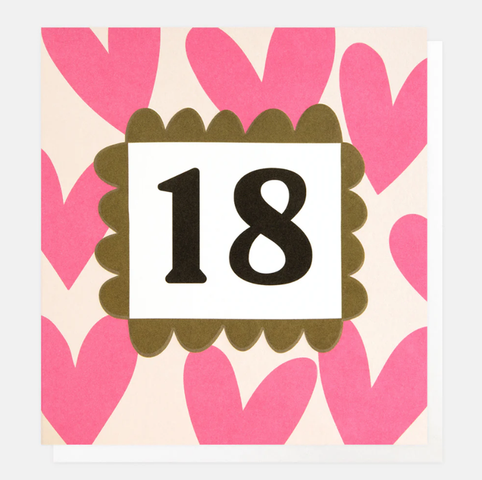 Caroline Gardner Pink Hearts 18th Greetings Card