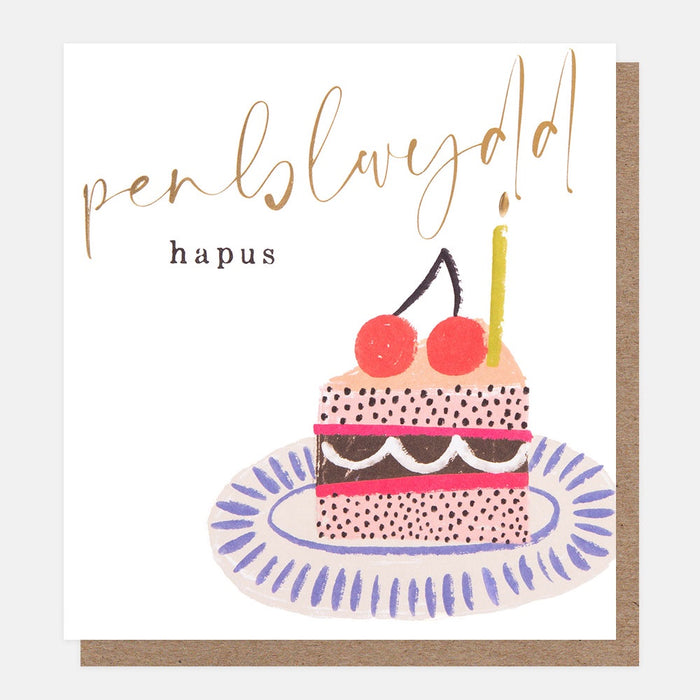 Caroline Gardner Welsh Happy Birthday Cake Greetings Card
