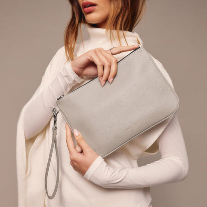 Wristlet Clutch - Greige/Silver Bags Bandolier