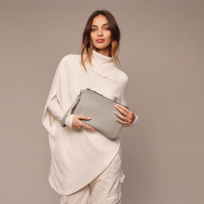 Wristlet Clutch - Greige/Silver Bags Bandolier
