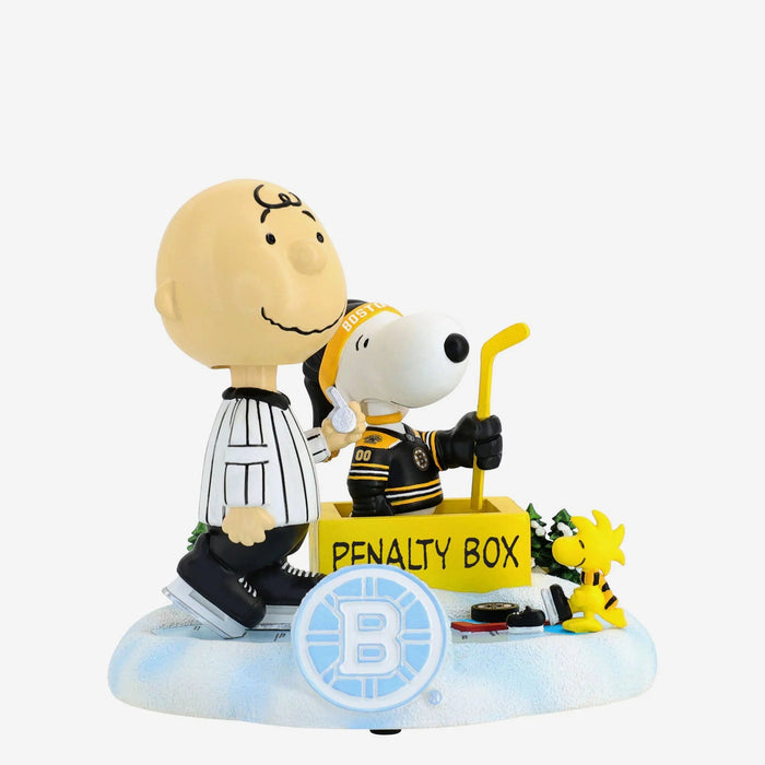 Charlie Brown, Snoopy & Woodstock Boston Bruins Peanuts Penalty Box Mini Bobblehead Scene NHL