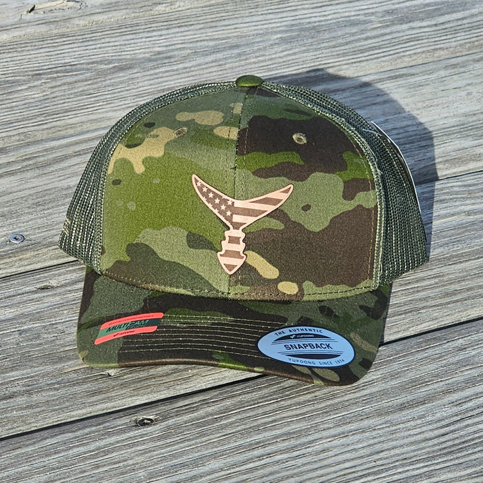 chasing-tail-american-leather-patch-snap-back-hat-tropic-multi-cam-green-front